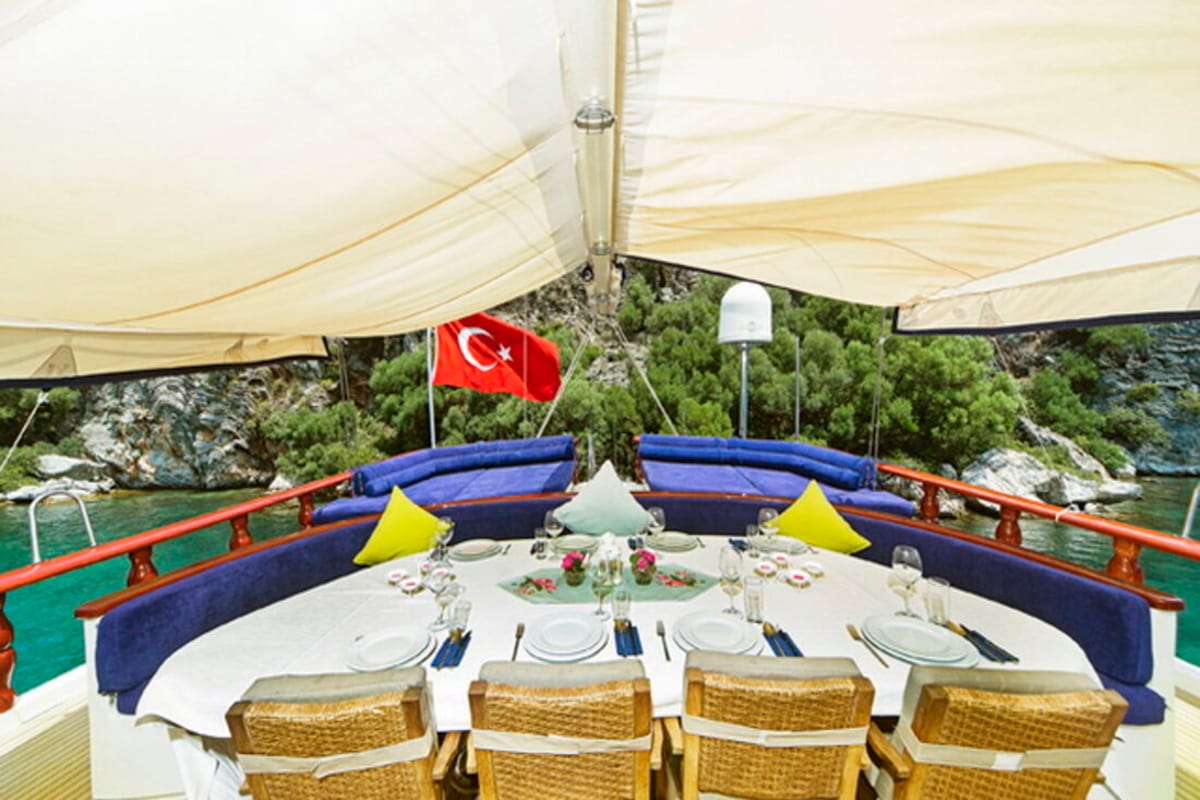Deck of Perla Del Mar II, a Unknown M/S Perla Del Mar II yacht at Marmaris, Turkey