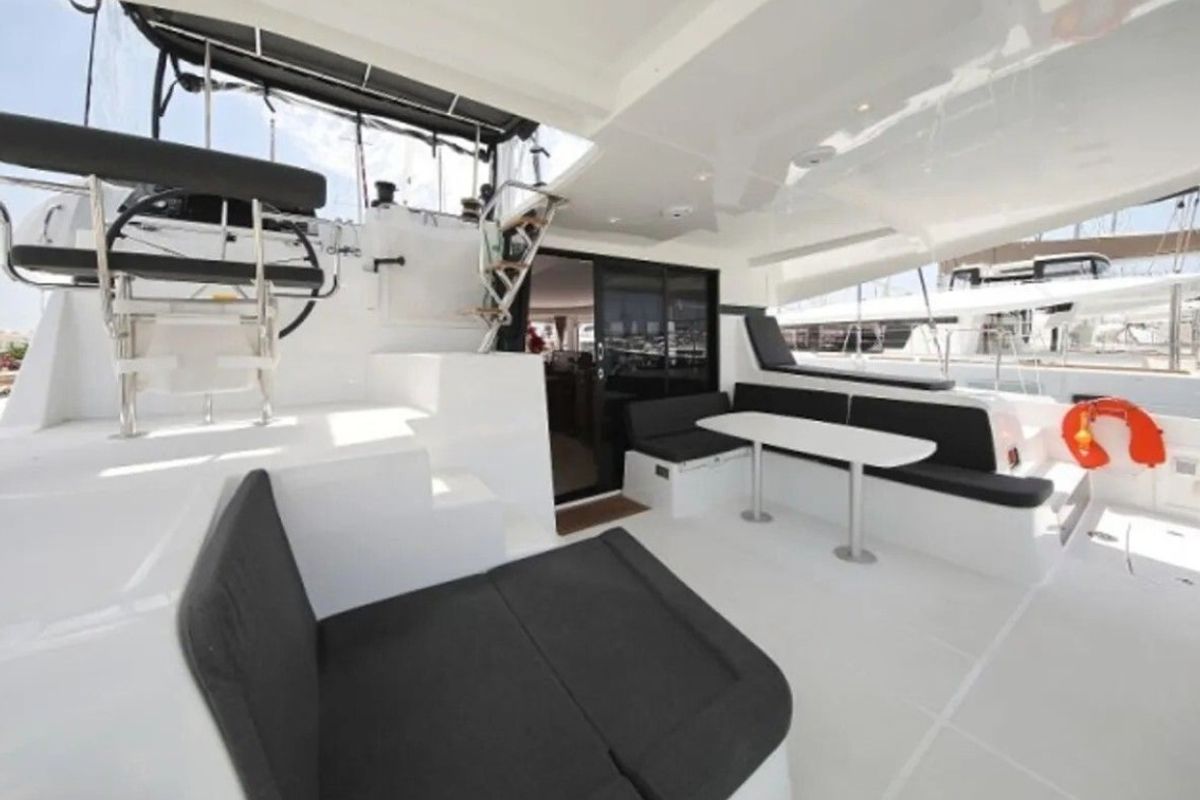 Deck of All Blue I, a Lagoon 42 catamaran at Municipal Unit of Lefkada, Greece