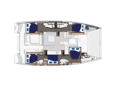 Floor plan of Moorings 5000-6 Club, a Leopard 50 catamaran at Nassau, Bahamas
