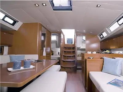 Salon of AF-O45(II), a Beneteau Oceanis 45 sailboat at Athens, Greece