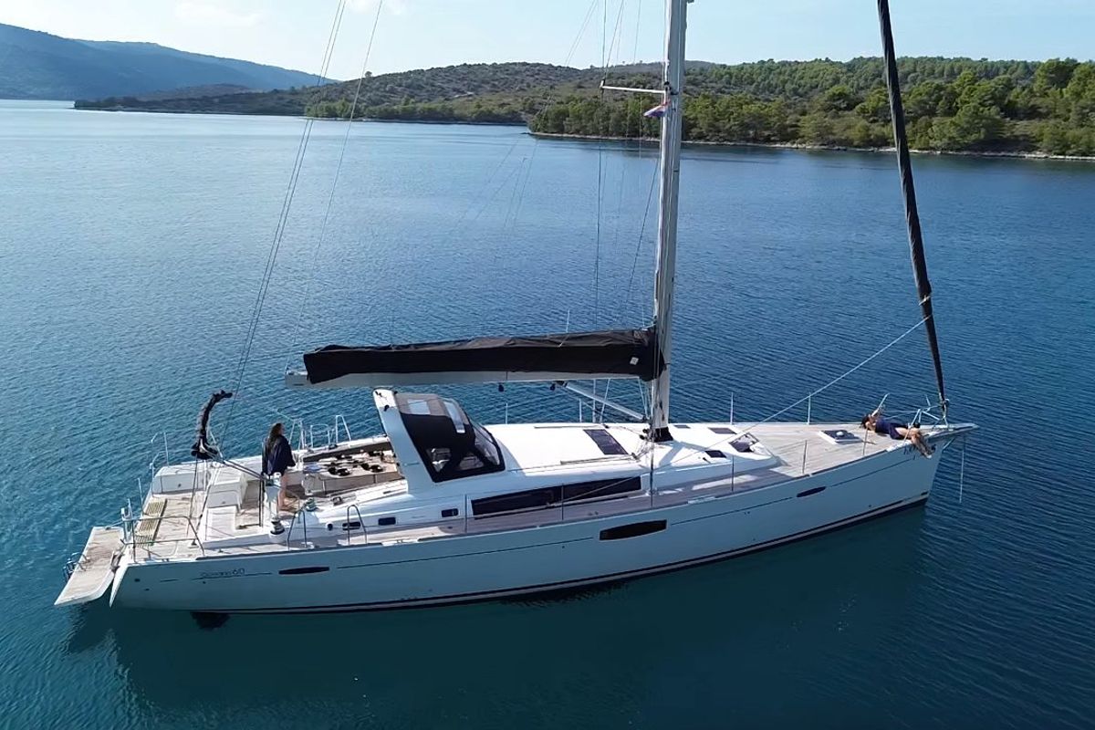 Exterior view of Eol I, a Beneteau Oceanis 60 sailboat at Split, Croatia