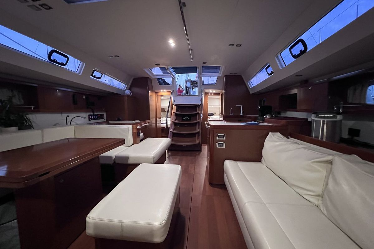 Salon of Eol I, a Beneteau Oceanis 60 sailboat at Split, Croatia