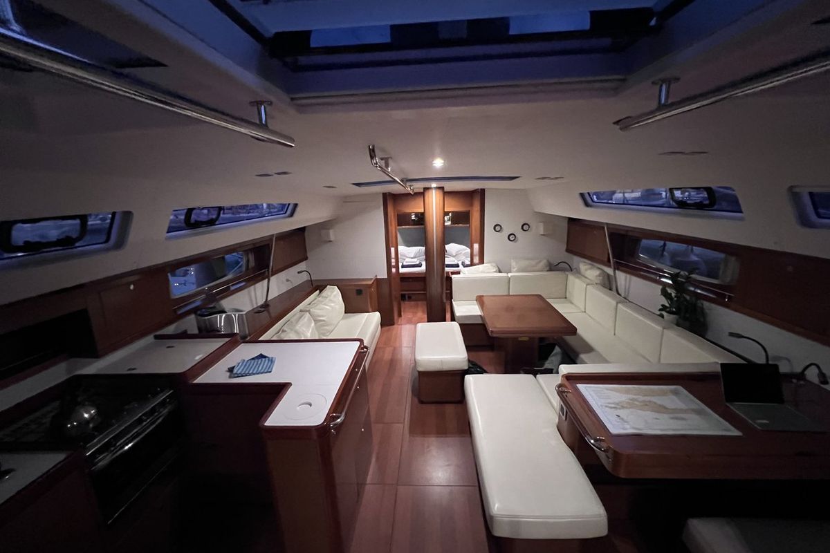 Salon of Eol I, a Beneteau Oceanis 60 sailboat at Split, Croatia