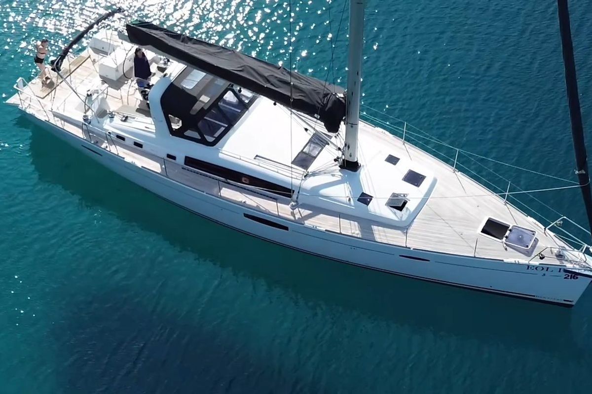 Exterior view of Eol I, a Beneteau Oceanis 60 sailboat at Split, Croatia