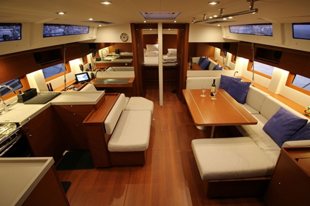 Salon of Pisces, a Beneteau Oceanis 51.1 sailboat at Jezera, Croatia
