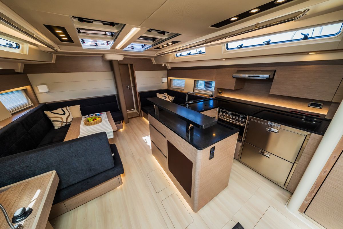 Salon of Eywa, a Hanse Yachts Hanse 588 sailboat at Grad Kaštela, Croatia