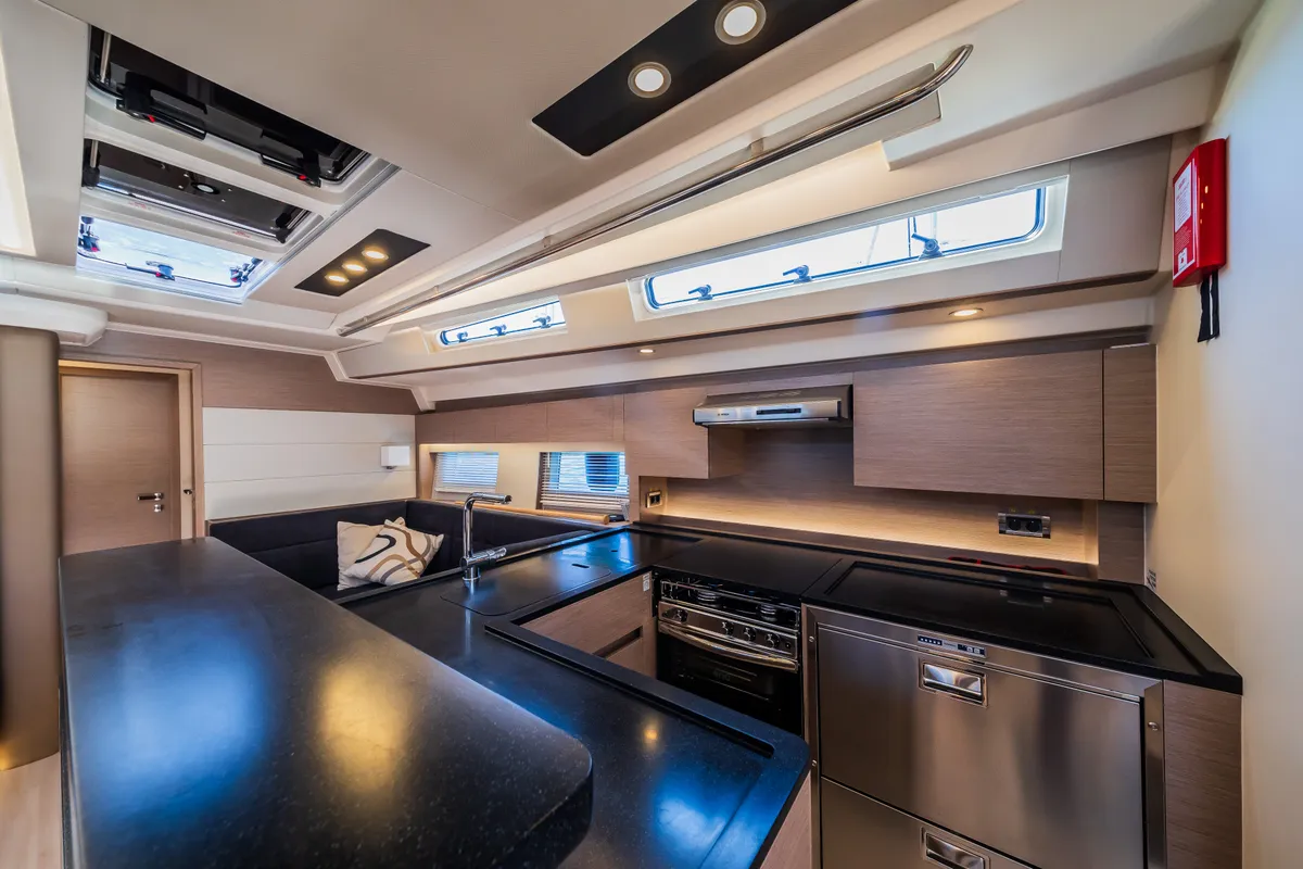 Galley of Eywa, a Hanse Yachts Hanse 588 sailboat at Grad Kaštela, Croatia