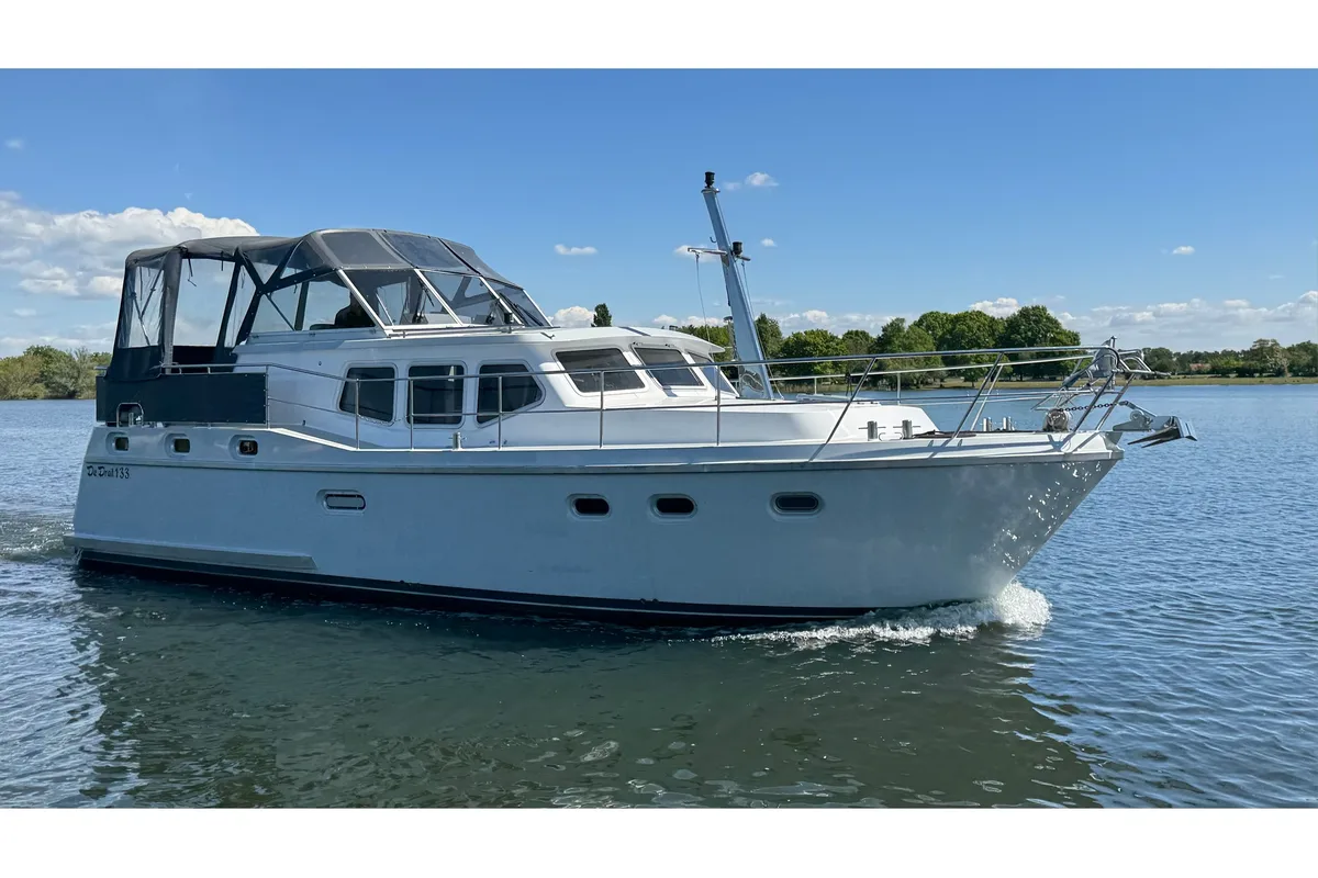 Exterior view of Drait 133, a De Drait Advantage 38 motorboat at Drachten, Netherlands
