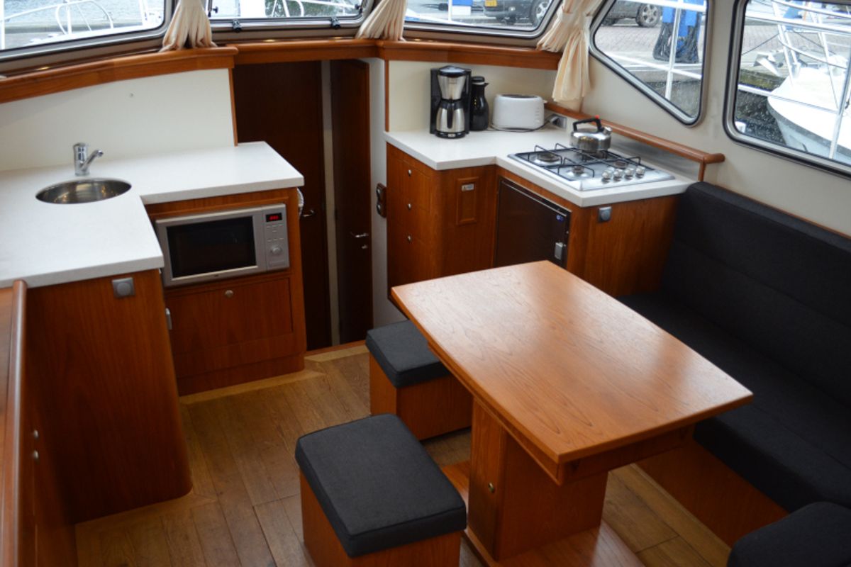 Salon of Drait 133, a De Drait Advantage 38 motorboat at Drachten, Netherlands