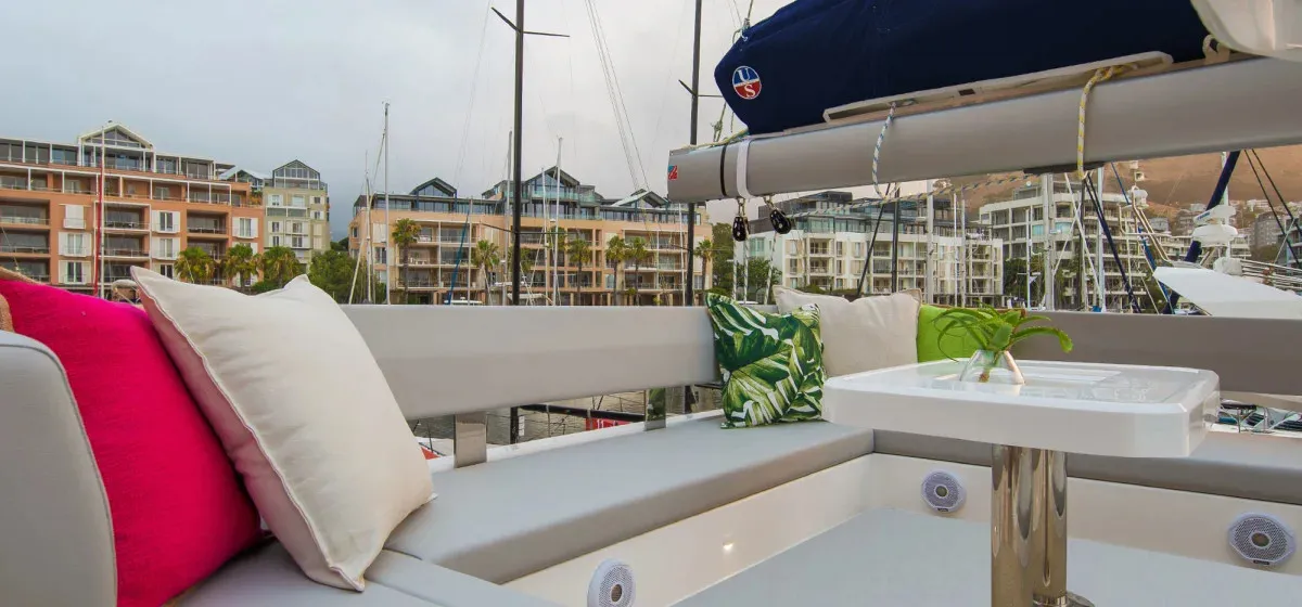 Deck of Moorings 4500L/10 Crewed, a Leopard 45 catamaran at Road Town, British Virgin Islands