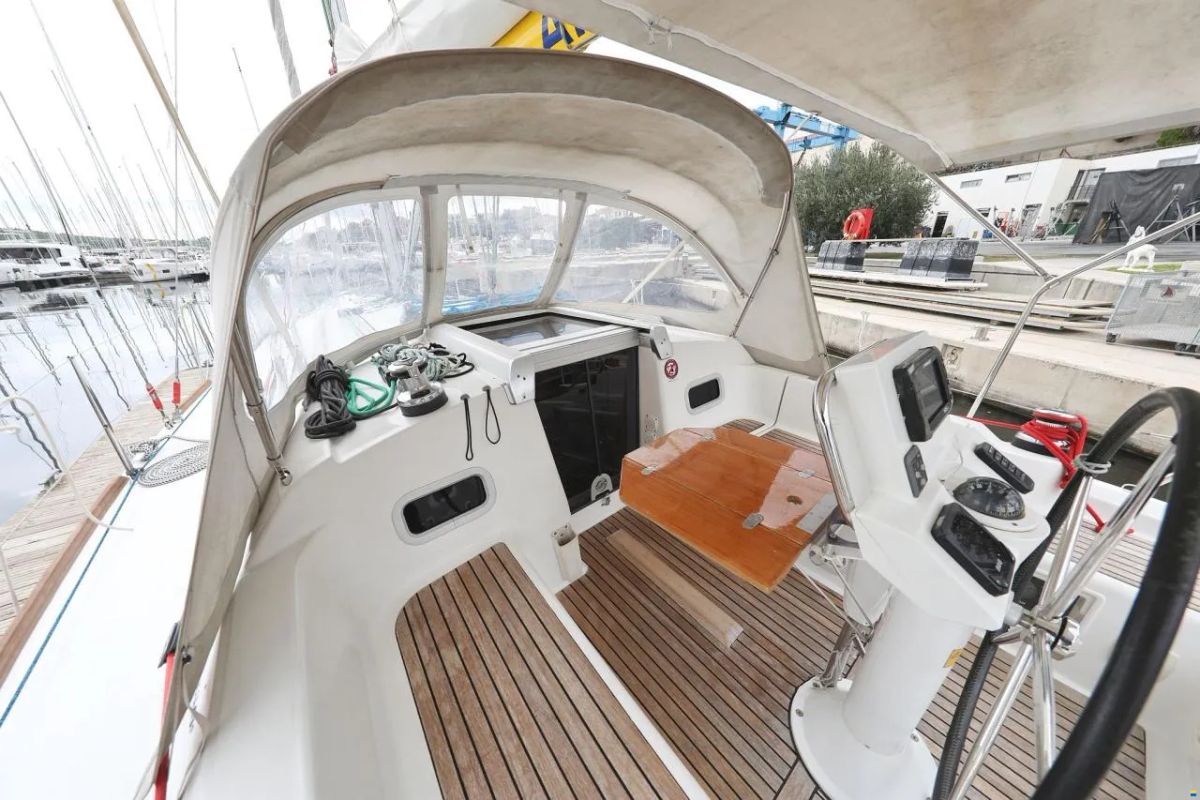 Cockpit of Star Elisabeth , a Beneteau Oceanis 34 sailboat at Punat, Croatia