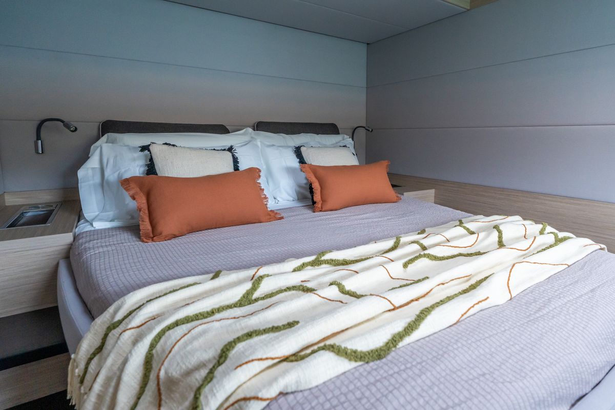 Cabin on Vega, a Lagoon 55 catamaran at Capo d'Orlando, Italy