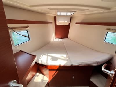 Cabin on Anyma, a Hanse Yachts Hanse 418 sailboat at Lavreotiki Municipal Unit, Greece