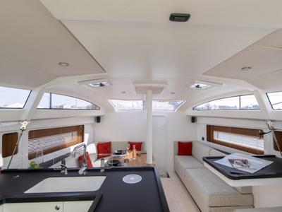 Salon of Freeride, a RM Yachts RM 1180 sailboat at Port de Bormes-les-Mimosas, France