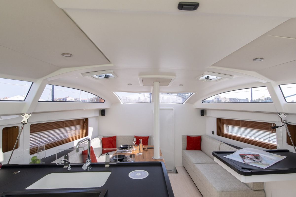 Salon of Freeride, a RM Yachts RM 1180 sailboat at Port de Bormes-les-Mimosas, France