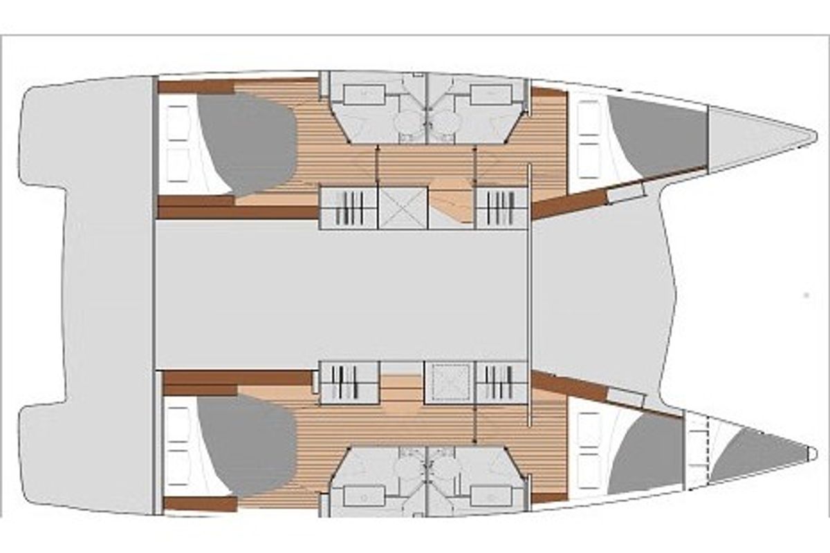Floor plan of La Dolce Vita, a Fountaine Pajot Isla 40 catamaran at Marmaris, Turkey