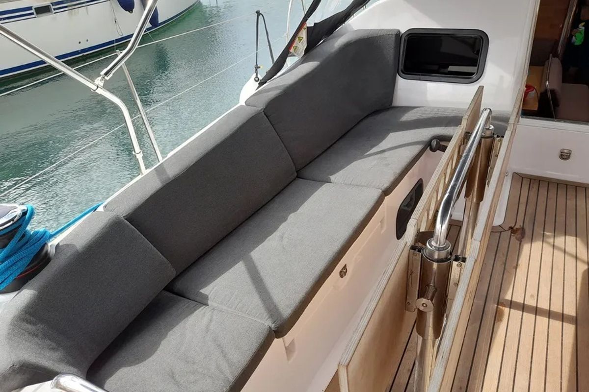 Deck of Marialen, a Elan Impression 45.1 sailboat at Athens, Greece