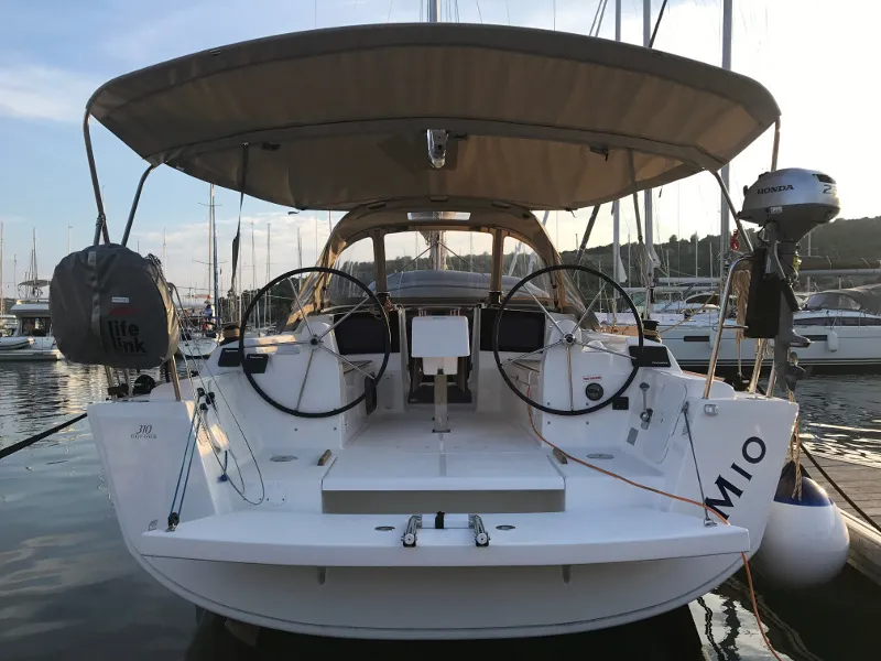 Exterior view of Mio, a Dufour 310 GL sailboat at Primošten, Croatia
