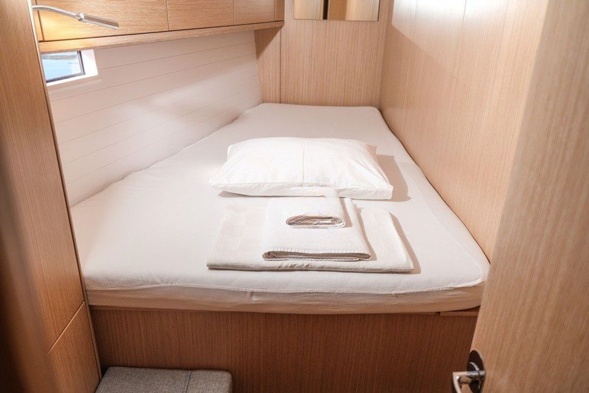 Cabin on Amsterdam, a Bavaria Cruiser 46 sailboat at Fethiye, Turkey
