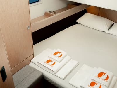 Cabin on Amsterdam, a Bavaria Cruiser 46 sailboat at Fethiye, Turkey