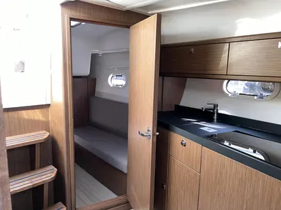 Cabin on Roma, a Bavaria S29+ motorboat at Grad Biograd na Moru, Croatia