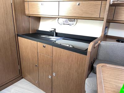 Galley of Roma, a Bavaria S29+ motorboat at Grad Biograd na Moru, Croatia