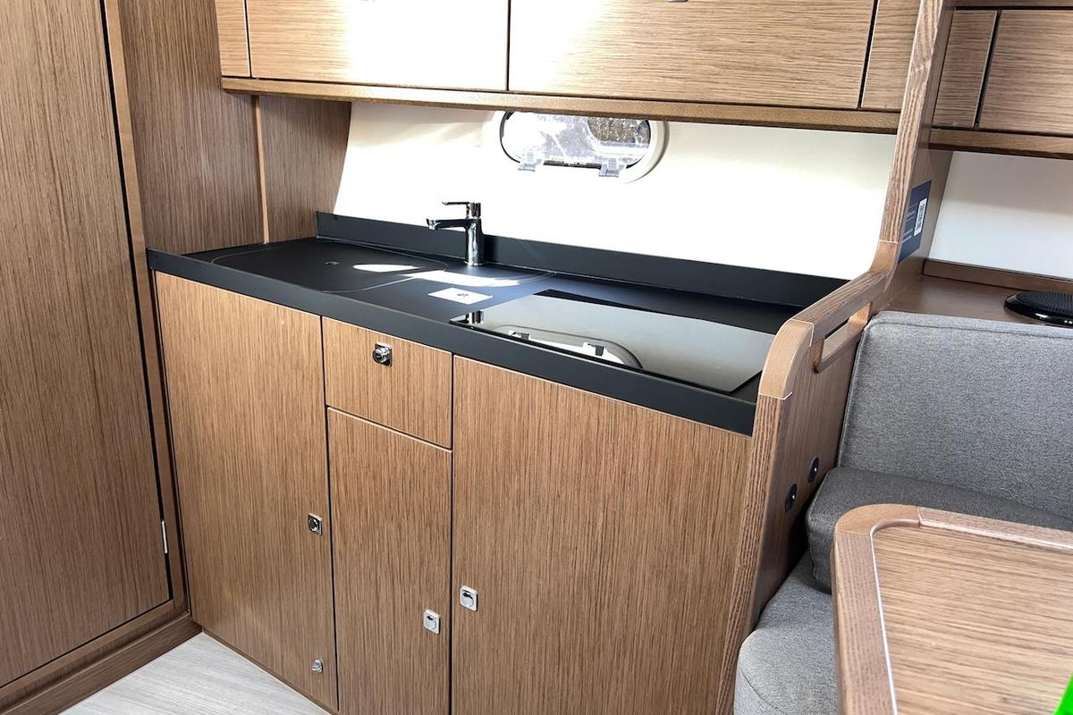 Galley of Roma, a Bavaria S29+ motorboat at Grad Biograd na Moru, Croatia