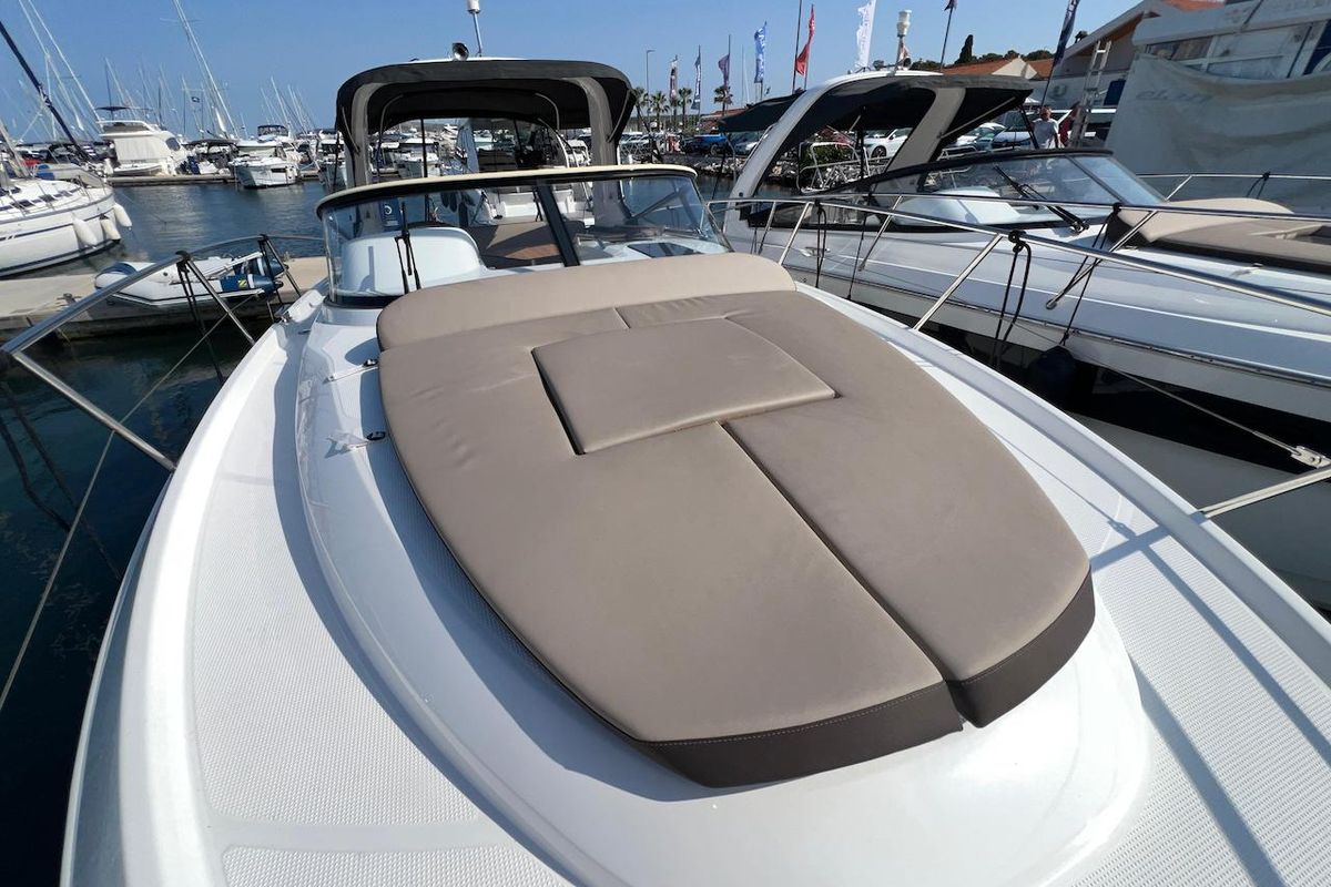 Deck of Roma, a Bavaria S29+ motorboat at Grad Biograd na Moru, Croatia