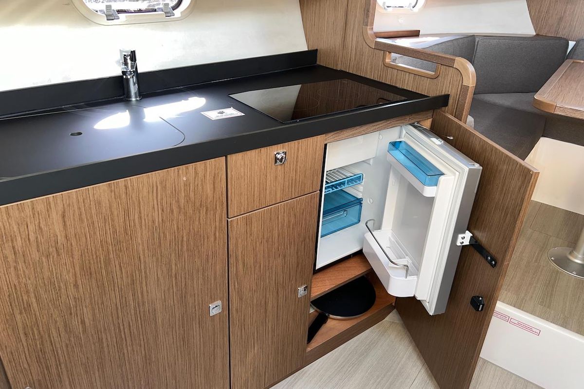 Galley of Roma, a Bavaria S29+ motorboat at Grad Biograd na Moru, Croatia