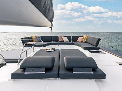 Deck of Big Big Plans, a Fountaine Pajot Aura 51 catamaran at Road Town, British Virgin Islands