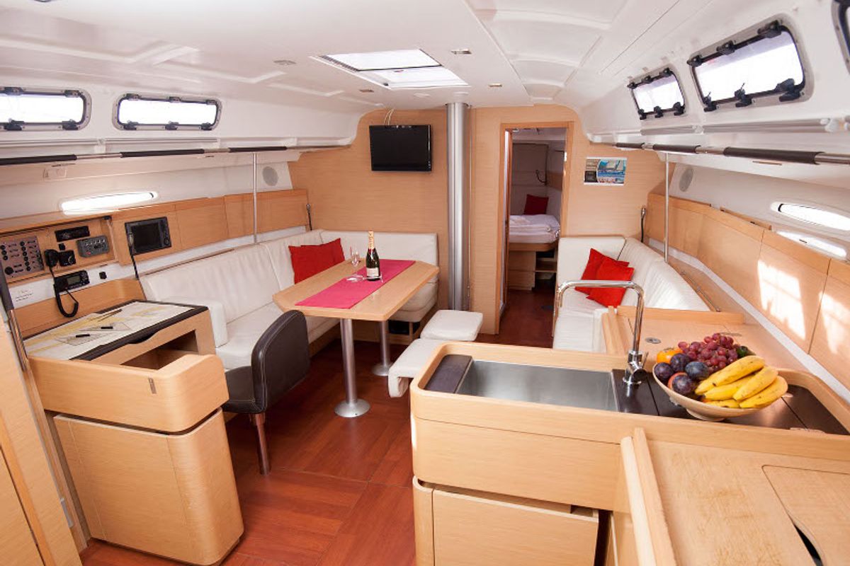 Salon of GALATA, a Beneteau First 45 sailboat at Grad Kaštela, Croatia