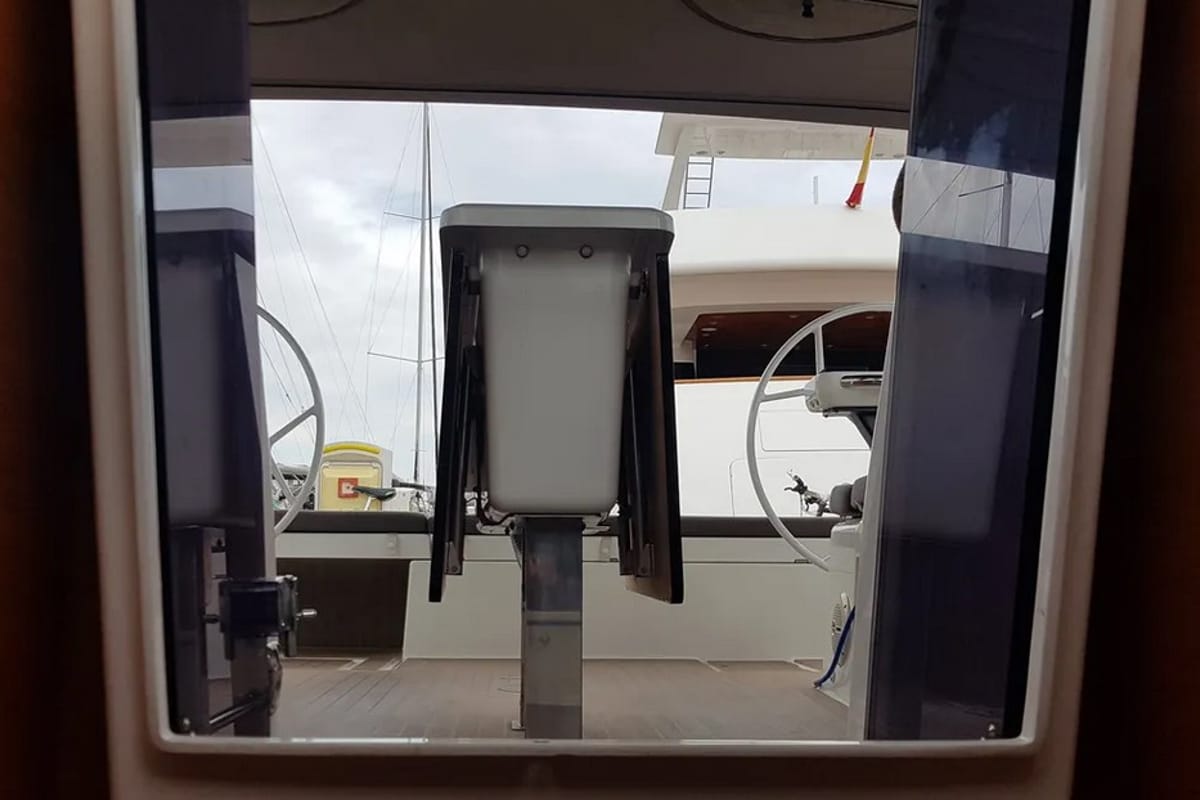 Cockpit of Andream, a Dufour 430 sailboat at Olbia, Italy