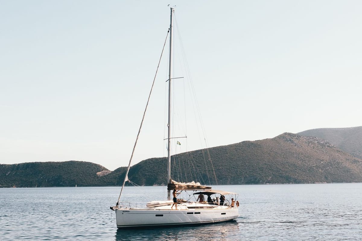 Exterior view of Filippos I, a Jeanneau Sun Odyssey 479 sailboat at Municipal Unit of Lefkada, Greece
