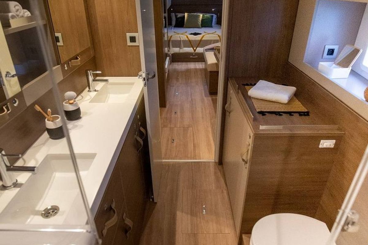 Head on Bliss Luxury Catamaran, a Bali 4.4 catamaran at Capo d'Orlando, Italy