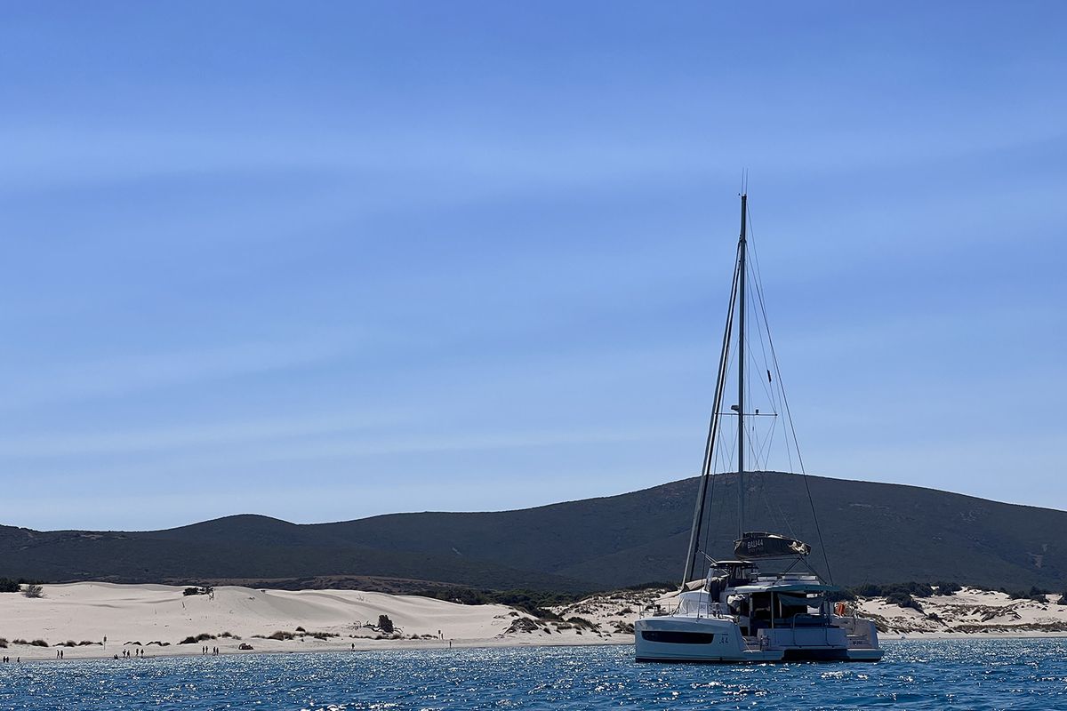 Exterior view of Bliss Luxury Catamaran, a Bali 4.4 catamaran at Capo d'Orlando, Italy