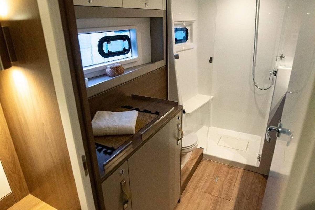 Head on Bliss Luxury Catamaran, a Bali 4.4 catamaran at Capo d'Orlando, Italy