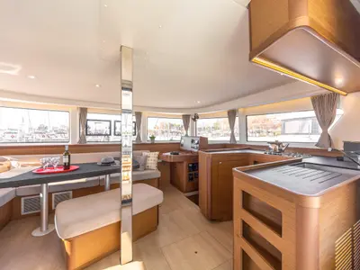 Salon of Karteria, a Lagoon 42 catamaran at Athens, Greece