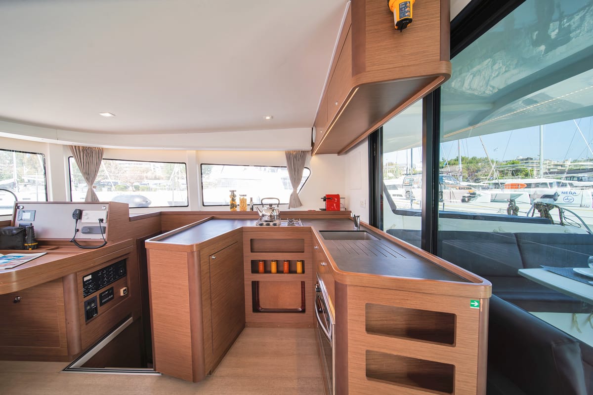 Galley of Karteria, a Lagoon 42 catamaran at Athens, Greece