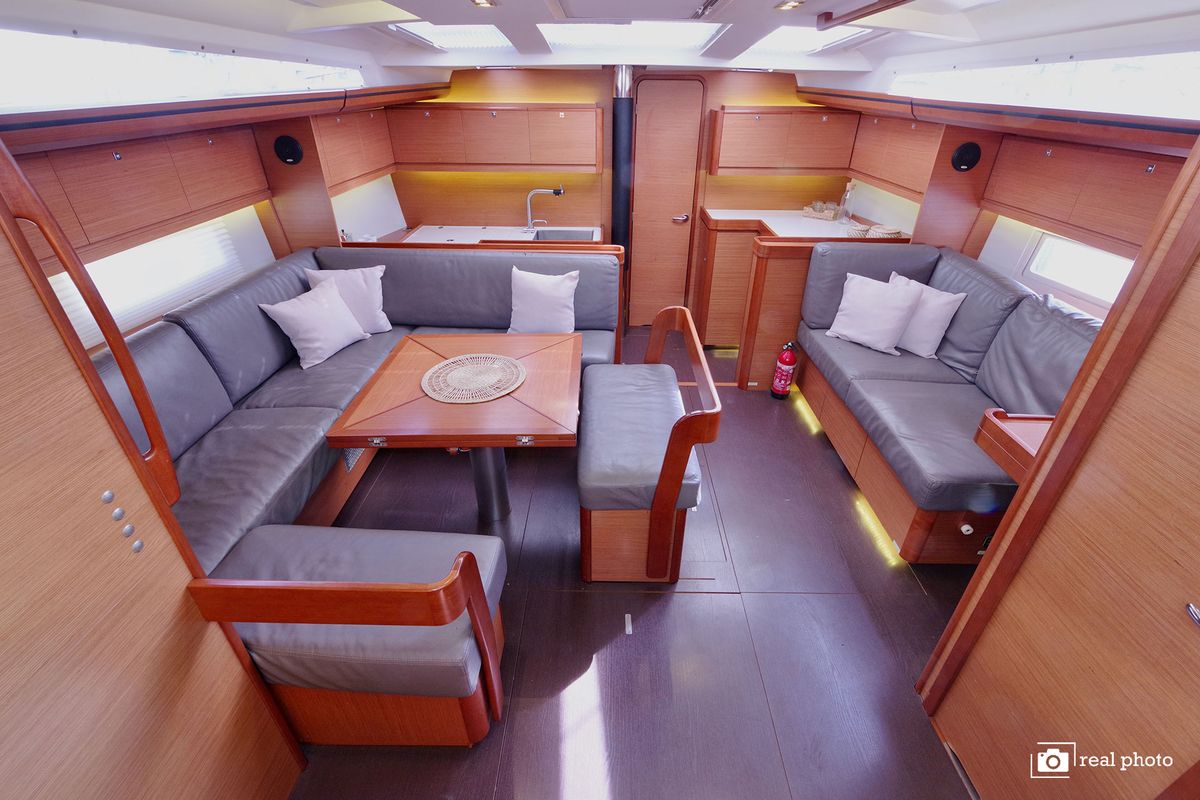 Salon of Stella, a Dufour 520 GL sailboat at Puntone di Scarlino, Italy