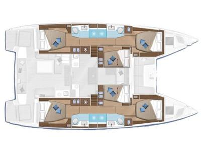 Floor plan of Margeo XVI, a Lagoon 50 catamaran at Athens, Greece