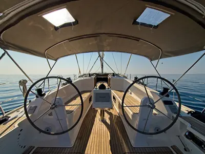 Cockpit of MH 63, a Bavaria Cruiser 41 sailboat at Murter, Croatia