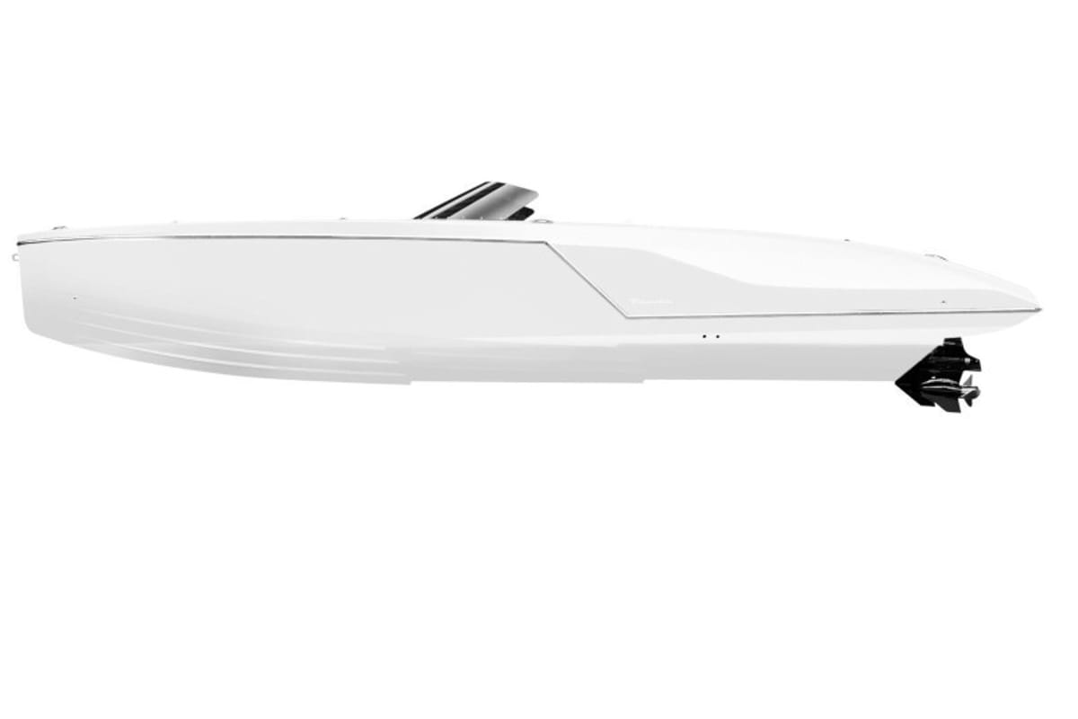 Exterior view of Adriatic Falcon, a Frauscher 1017 GT motorboat at Grad Kaštela, Croatia