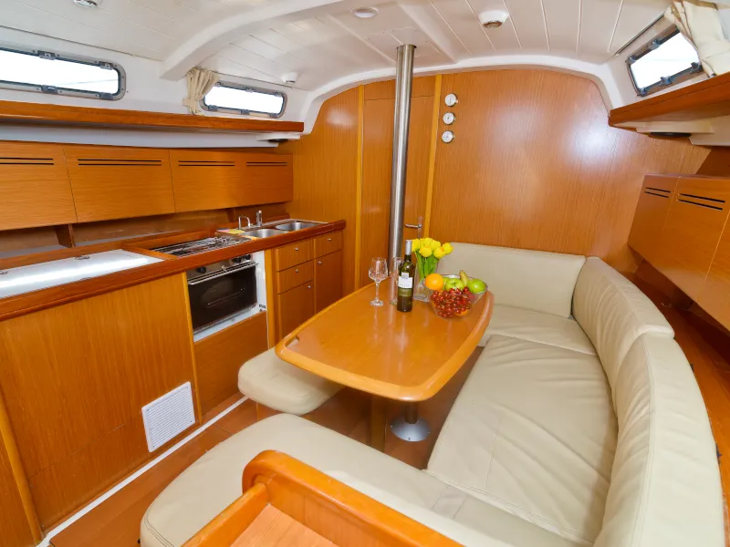 Salon of Helena, a Beneteau Cyclades 39.3 sailboat at Betina, Croatia
