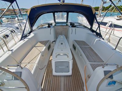 Cockpit of Helena, a Beneteau Cyclades 39.3 sailboat at Betina, Croatia