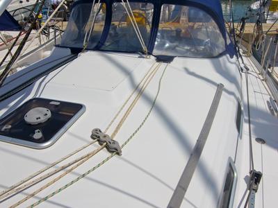 Deck of Helena, a Beneteau Cyclades 39.3 sailboat at Betina, Croatia