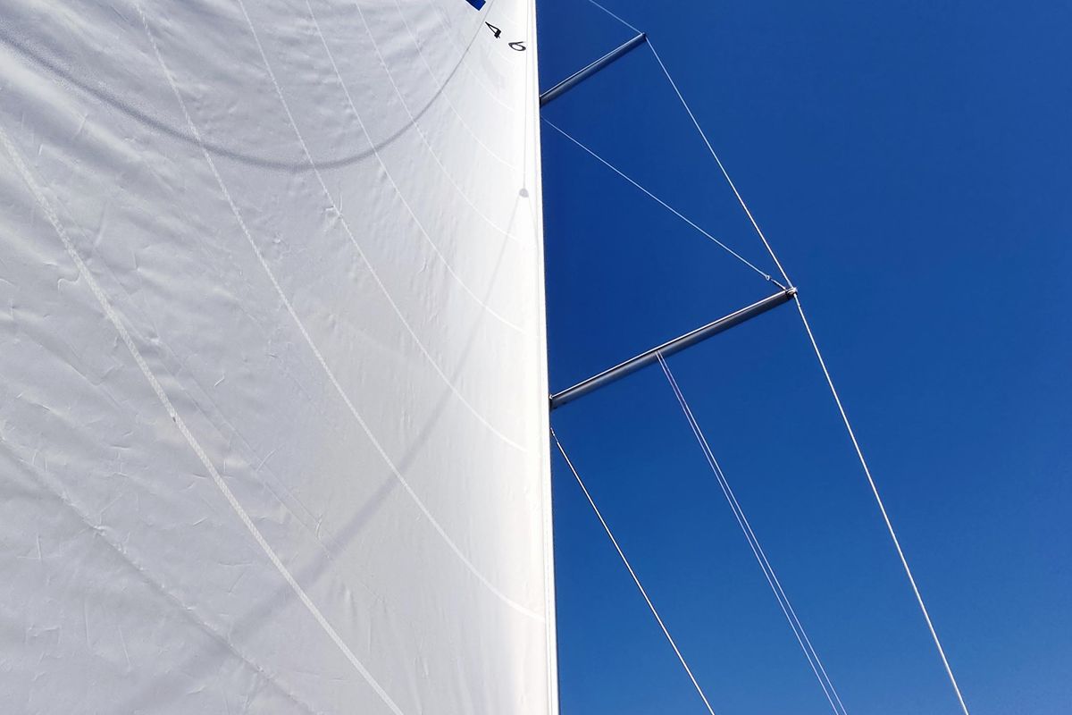 Io, a Bavaria Cruiser 46 Style sailboat at Lavreotiki Municipal Unit, Greece