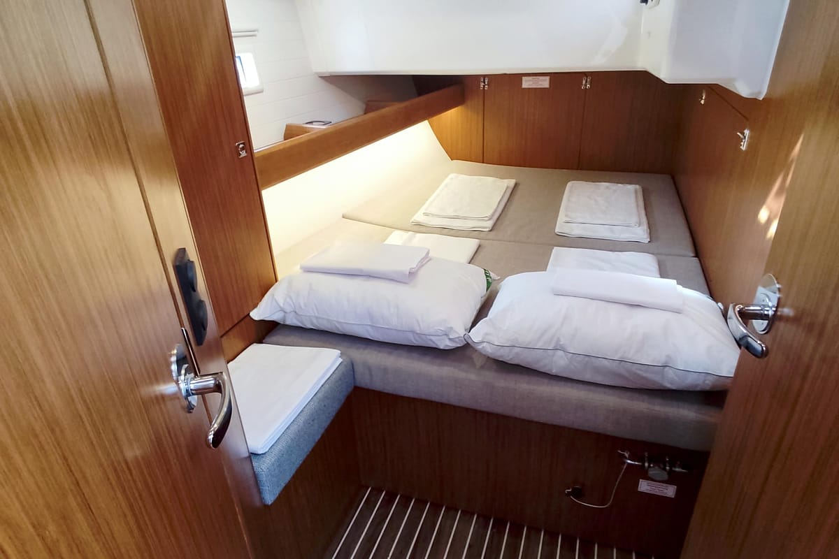 Cabin on Io, a Bavaria Cruiser 46 Style sailboat at Lavreotiki Municipal Unit, Greece