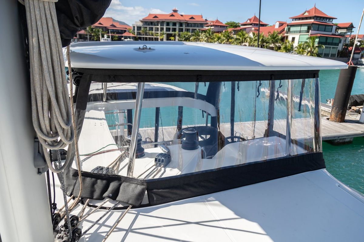 Cockpit of Vanessa, a Lagoon 42 catamaran at Seychelles, Eden Island Marina, Seychelles