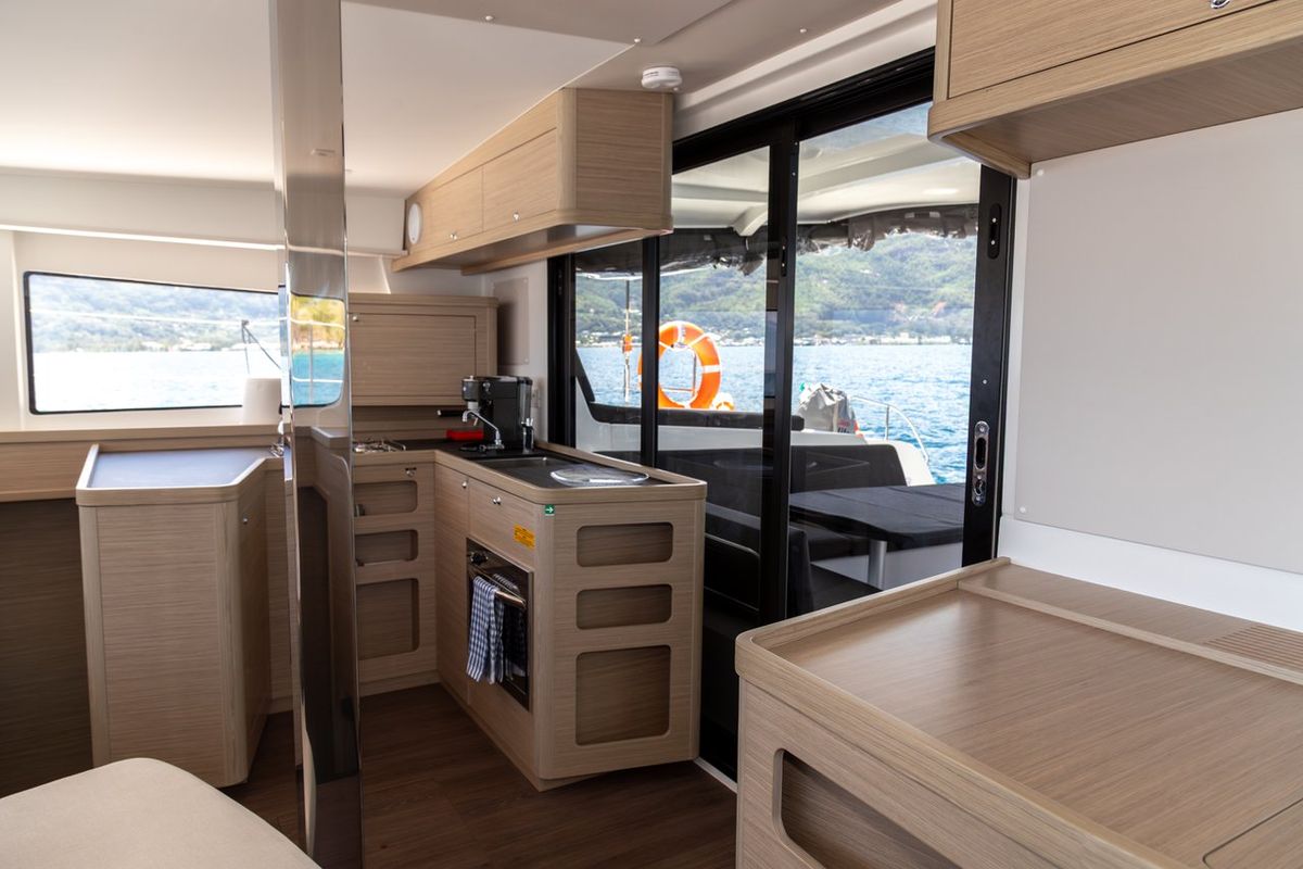 Galley of Vanessa, a Lagoon 42 catamaran at Seychelles, Eden Island Marina, Seychelles