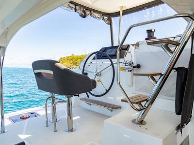 Cockpit of Vanessa, a Lagoon 42 catamaran at Seychelles, Eden Island Marina, Seychelles
